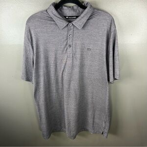 Travis Mathew Casual Preppy Performance Golf Grey Polo Shirt Size Mens XL